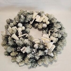 Festive White and Silver Holiday Wreath